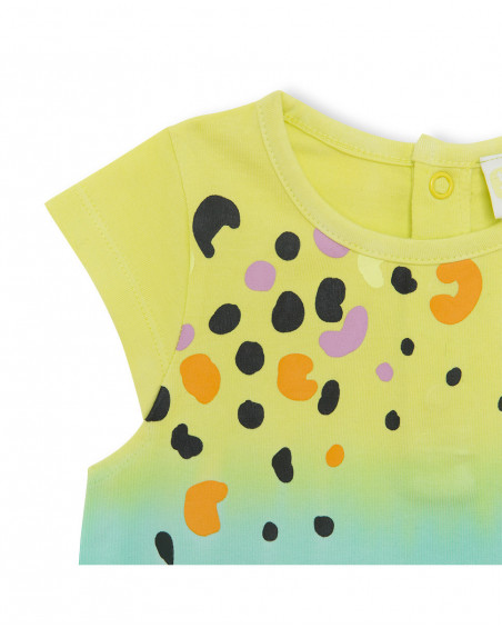 T-shirt jersey fiocco bambina verde in the jungle