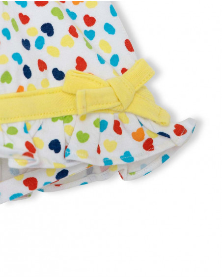 Berettino jersey cuori bambina bianco hi! sunshine