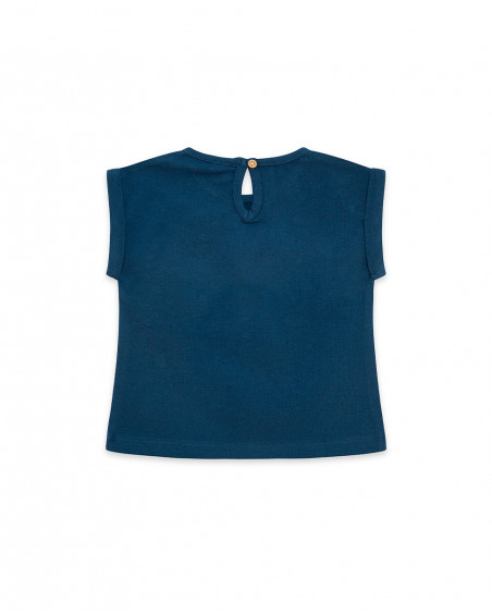 T-shirt jersey stampata bambina azzurro enjoy the sun