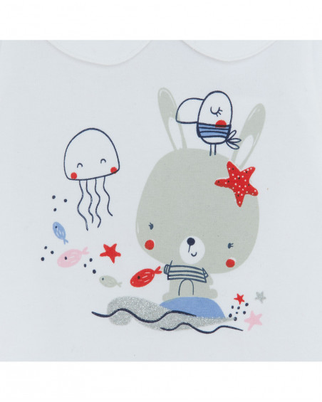 T-shirt e leggings jersey strisce bambina bianco little pirates