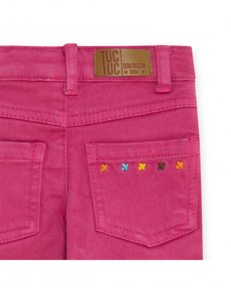 Pantaloni twill di cotone cuori bambina rosa funcactus