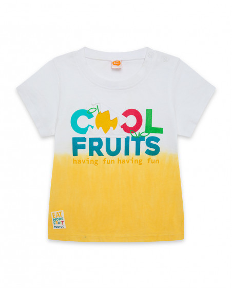 T-shirt jersey messaggio bambino gialla fruitty time