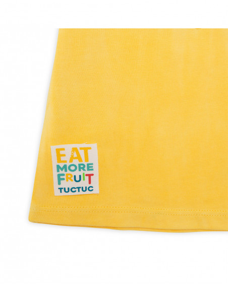T-shirt jersey messaggio bambino gialla fruitty time