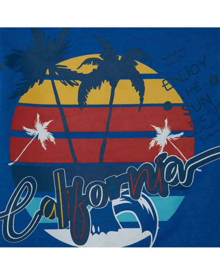 T-shirt jersey messaggio bambino azzurro enjoy the sun