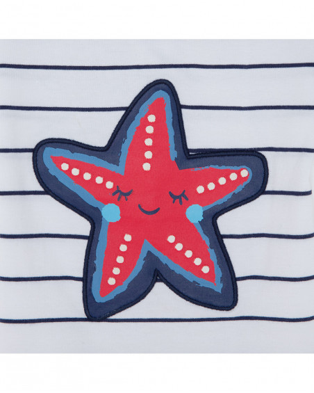 T-shirt jersey strisce bambina bianca red submarine T-shirt jersey strisce bambina bianca red submarine