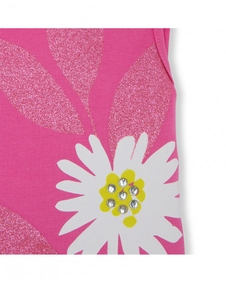 T-shirt e pantalonicini jersey fiori bambina rosa ready to bloom