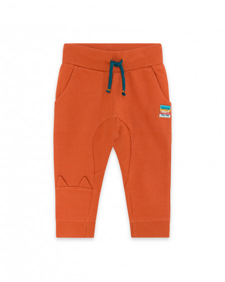 Pantaloni felpa jogging bambina arancione smile today