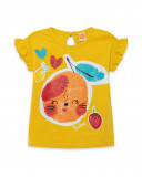 T-shirt jersey stampata bambina gialla fruitty time
