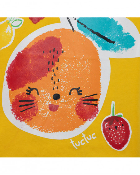 T-shirt jersey stampata bambina gialla fruitty time