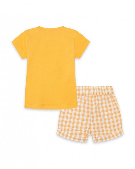 T-shirt jersey e bermuda tela cotoe a quadri bambino arancione