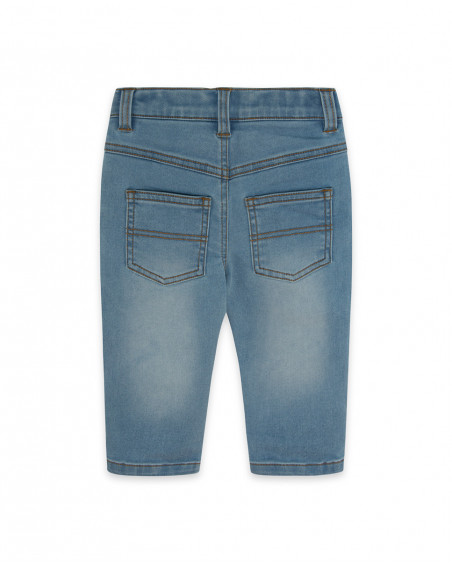 Pantaloni jeans logorato bambino azzurro fruitty time