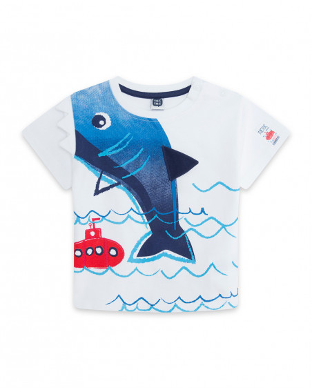 T-shirt jersey stampata bambino bianca red submarine