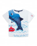 T-shirt jersey stampata bambino bianca red submarine