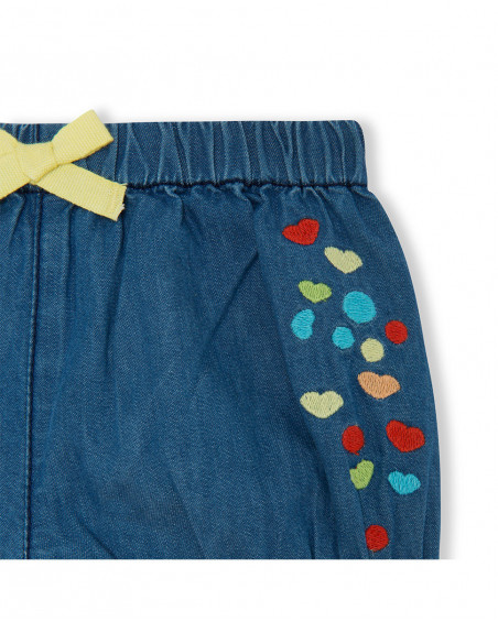 T-shirt e short denim fiocco bambina bianco hi! sunshine T-shirt e short denim fiocco bambina bianco hi! sunshine