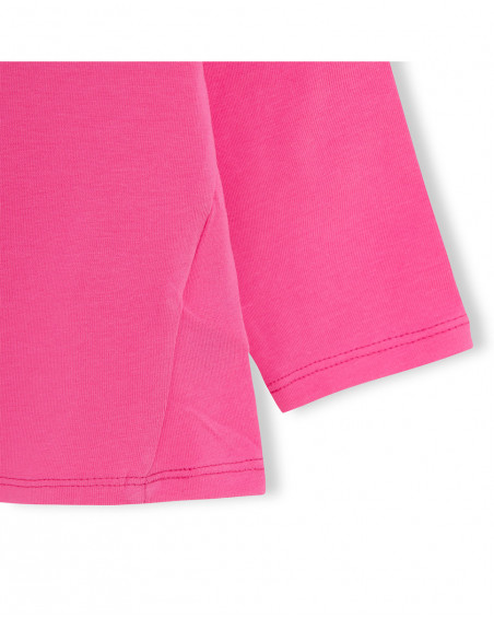 T-shirt jersey messaggio bambina rosa tahiti