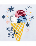 Abito jersey e tulle strisce bambina bianco enjoy the sun