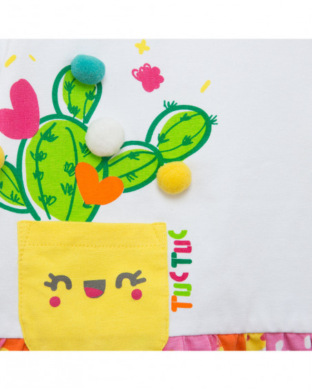 Abito jersey stampato bambina bianco funcactus Abito jersey stampato bambina bianco funcactus