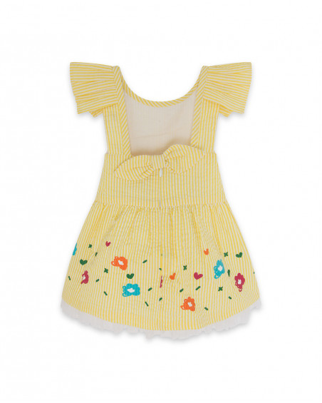 Abito tela cotone strisce bambina giallo funcactus