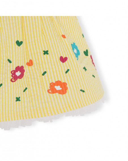 Abito tela cotone strisce bambina giallo funcactus
