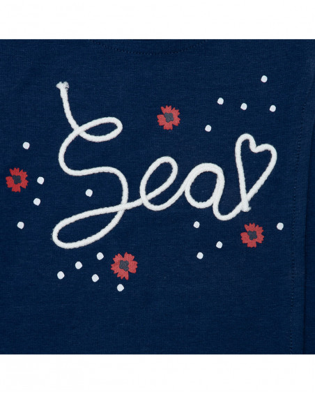 T-shirt e gonna jersey fiori bambina azzurro sea lovers