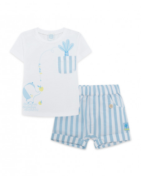 T-shirt jersey e parigamba corti strisce bambino azzurro so cute T-shirt jersey e parigamba corti strisce bambino azzurro so cute