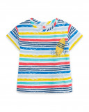 T-shirt jersey strisce bambino bianca enjoy the sun