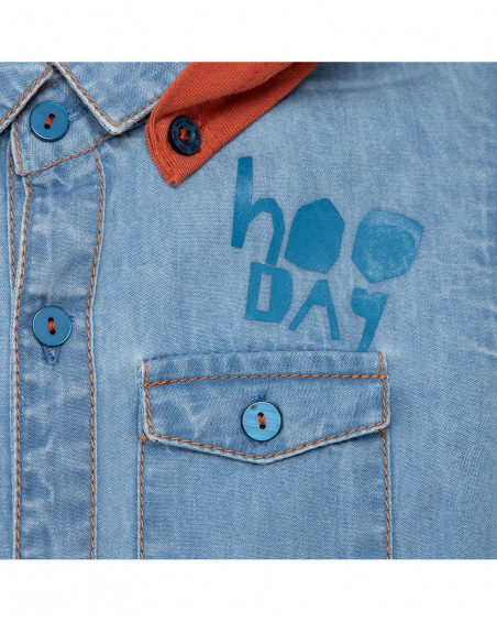 Camicia jeans cappuccio bambina azzurro smile today