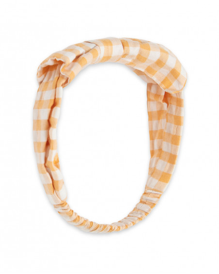 Cerchietto tela cotone a quadri bambina arancione picnic time