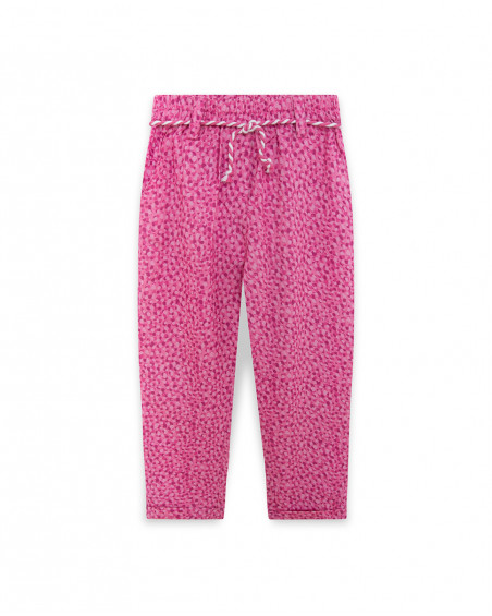 Pantaloni popelin stampato bambina rosa ready to bloom