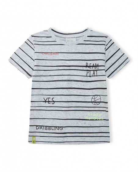 T-shirt jersey strisce bambino grigio play