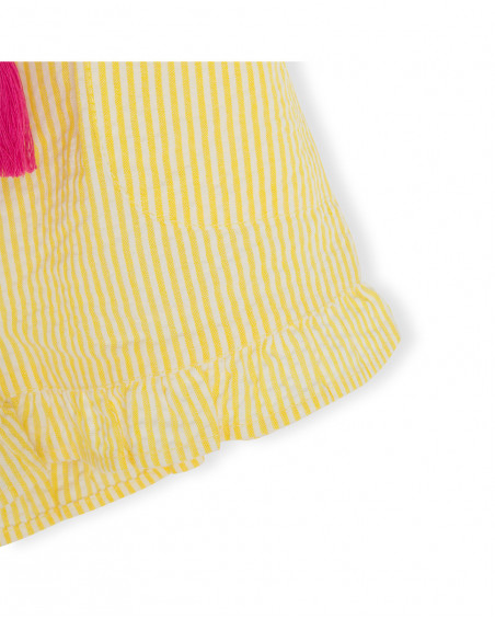 Parigamba corti tela cotone strisce bambina giallo funcactus
