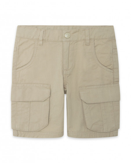 Bermuda twill di cotone stampata bambino beige jungle street Bermuda twill di cotone stampata bambino beige jungle street