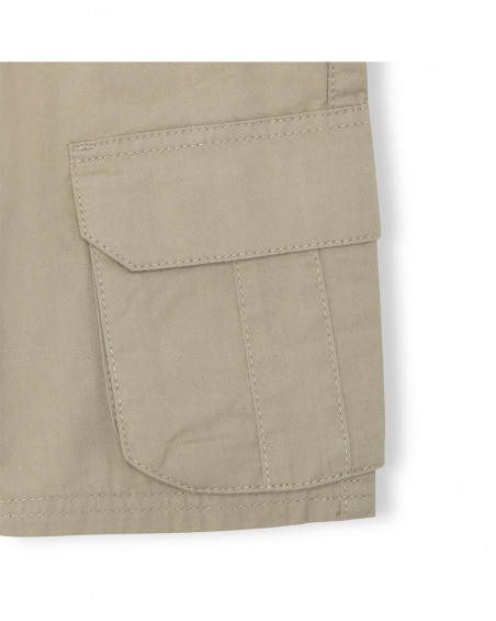 Bermuda twill di cotone stampata bambino beige jungle street Bermuda twill di cotone stampata bambino beige jungle street