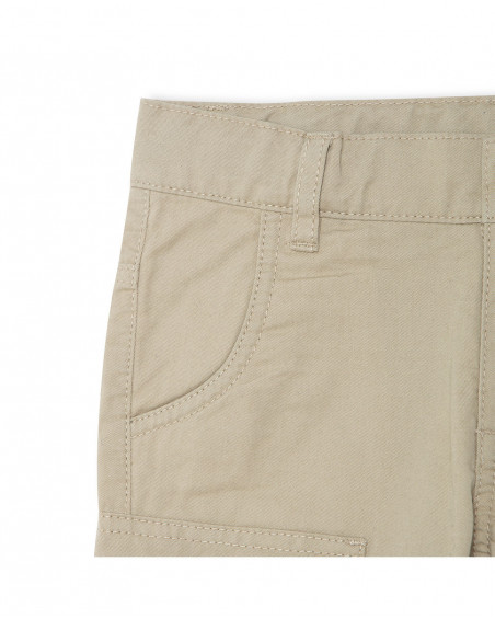 Bermuda twill di cotone stampata bambino beige jungle street Bermuda twill di cotone stampata bambino beige jungle street