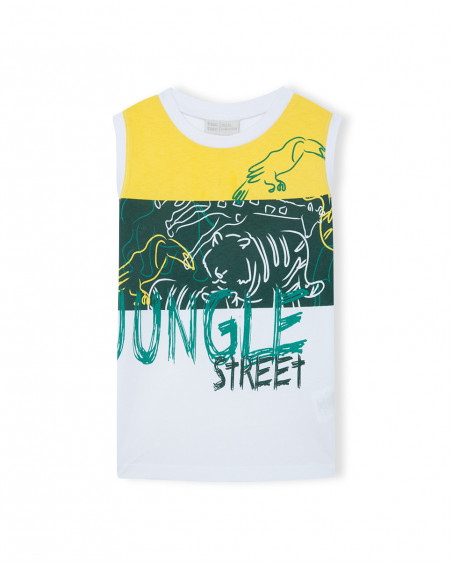 T-shirt jersey bretelle bambino bianca jungle street