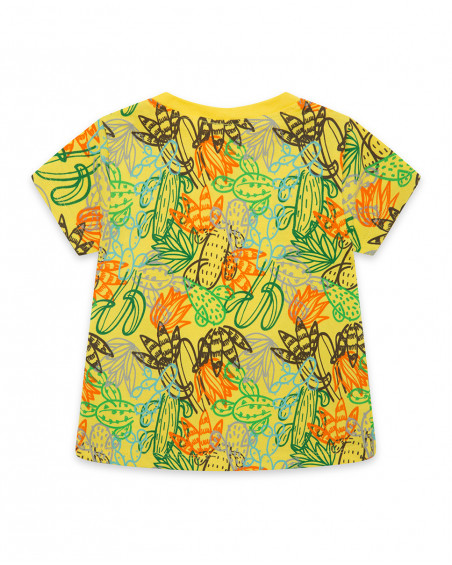 T-shirt jersey stampata bambino gialla funcactus