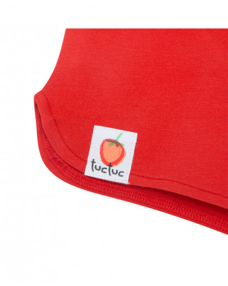 T-shirt e pantalonicini jersey fiocco bambina rosso fruitty time