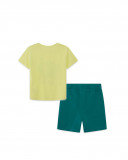 T-shirt e bermuda jersey lacci bambino verde in the jungle