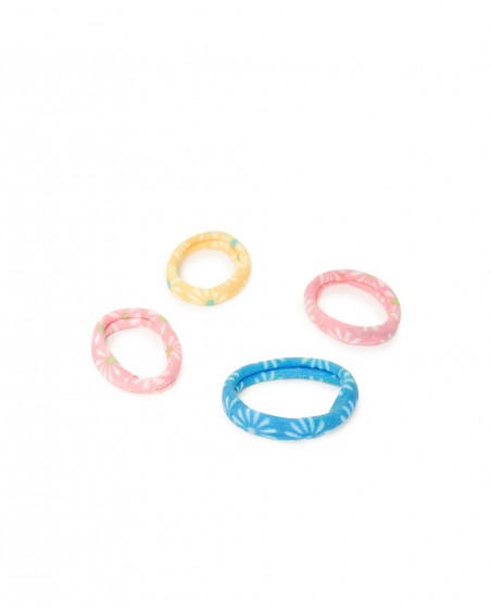 Set 4 elastici per capelli fiori bambina arancione enjoy the sun