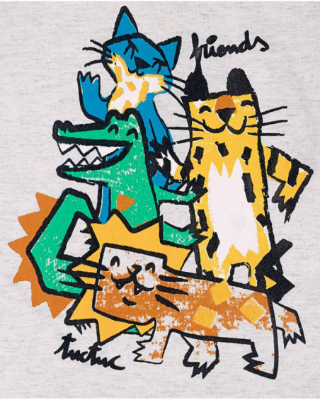 T-shirt longa de malha bege para menino Hip Hip Hooray! T-shirt longa de malha bege para menino Hip Hip Hooray!