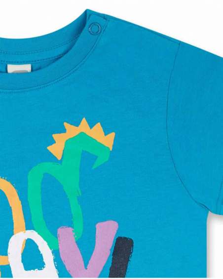 T-shirt de malha azul para menino Hip Hip Hooray! T-shirt de malha azul para menino Hip Hip Hooray!