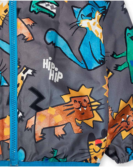 Jaqueta corta-vento cinza para meninos Hip Hip Hooray!