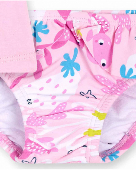 Conjunto de banho rosa para menina Tartarugas