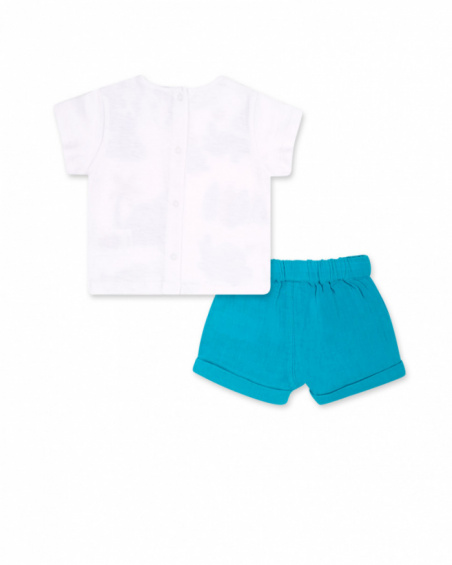 Conjunto de chiffon branco azul para menino Tartarugas