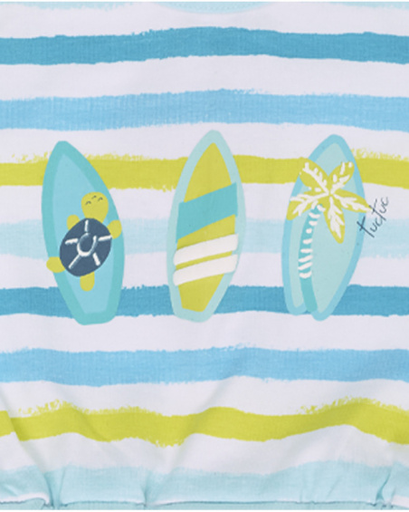 Macacão de malha às riscas azuis para menino Tartarugas