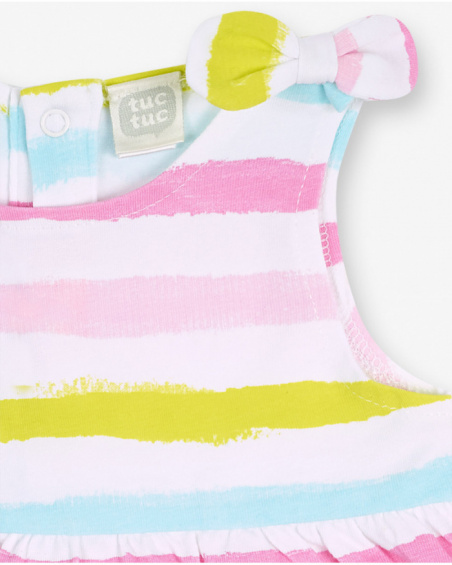 Vestido malha às riscas para menina Tartarugas