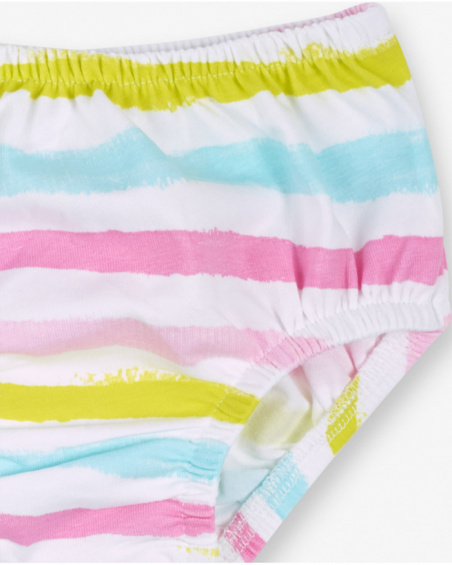 Vestido malha às riscas para menina Tartarugas