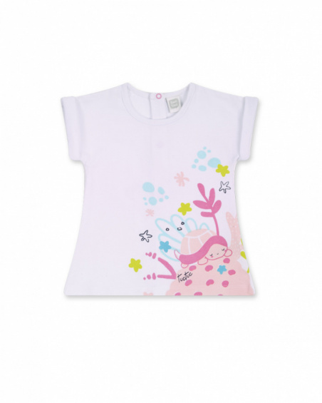 Vestido de tricô branco para menina Tartarugas