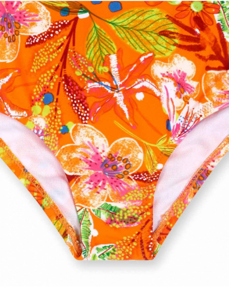 Fato de banho com estampado laranja para menina Eco-Safari