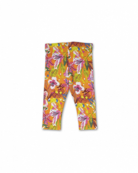 Legging malha laranja para menina Eco-Safari